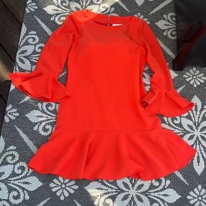 Sail To Sable Short, Orange cocktail dress with ruffles